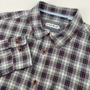 32 Bar Blues Mens Medium Gray Plaid Button Down Long Sleeve Shirt Casual Flannel